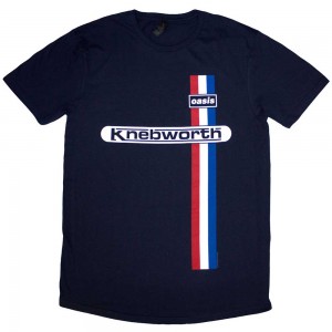 Oasis Unisex T-Shirt: Knebworth Vertical Stripe (Navy Blue) (X-Large)