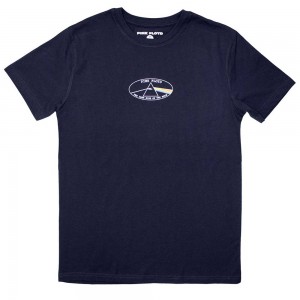 Pink Floyd Unisex T-Shirt: Mini Dark Side of The Moon Oval (Navy Blue) (Medium)