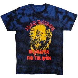 Iron Maiden Unisex T-Shirt: No Prayer For The Dying (Navy Blue) (Wash Collection) (Large)