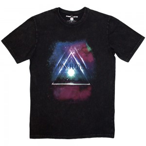 Pink Floyd Unisex Stone Wash T-Shirt: Space Prism (Black) (Large)