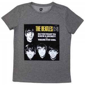 The Beatles Ladies T-Shirt: VJ Secret Sleeve (Grey) (X-Large)