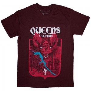 Queens Of The Stone Age Unisex T-Shirt: Bat (Maroon Red) (XX-Large)