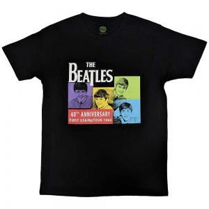 The Beatles Unisex T-Shirt: US 1964 (Black) (Small)