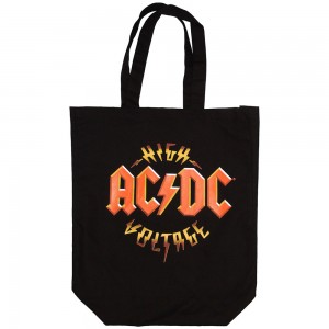 AC/DC Cotton Tote Bag: High Voltage (Black) (Back Print & Ex-Tour)