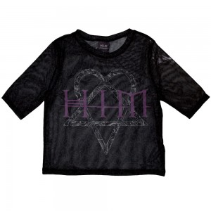 HIM Ladies Crop Top: Heartagram & Logo (Black) (Mesh) (Large)