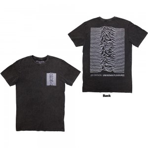 Joy Division Unisex Stone Wash T-Shirt: Pulsar Pocket Wave (Charcoal Grey) (Back Print) (Medium)