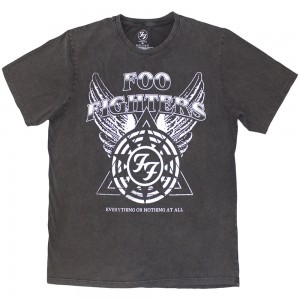 Foo Fighters Unisex Stone Wash T-Shirt: EONAA Logo (Charcoal Grey) (X-Large)