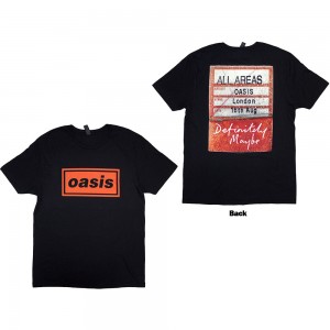 Oasis Unisex T-Shirt: Definitely Maybe AAA Pass (Black) (Back Print) (Small)
