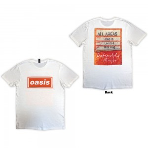 Oasis Unisex T-Shirt: Definitely Maybe AAA Pass (White) (Back Print) (Small)