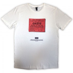 Oasis Unisex T-Shirt: Definitely Maybe Ticket Stub (White) (X-Large)