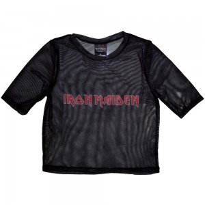 Iron Maiden Ladies Crop Top: Logo (Black) (Mesh) (Small)