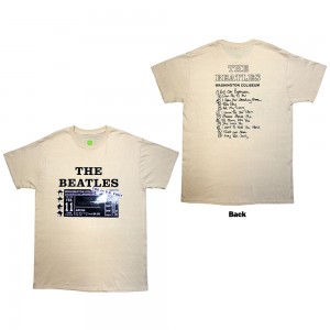 The Beatles Unisex T-Shirt: Washington ´64 Promo & Setlist (Sand) (Back Print) (Large)