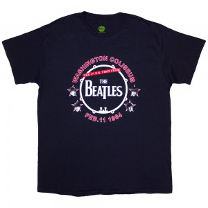 The Beatles Unisex T-Shirt: Washington ´64 Drum (Navy Blue) (Medium)