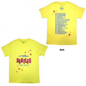 The Beatles Unisex T-Shirt: American Tour ´64 (Yellow) (Back Print) (Large)
