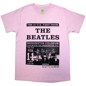 The Beatles Unisex T-Shirt: Washington ´64 Promo (Pink) (X-Large)