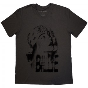 Billie Eilish Unisex T-Shirt: Tonal Bandana Photo (Charcoal Grey) (Large)