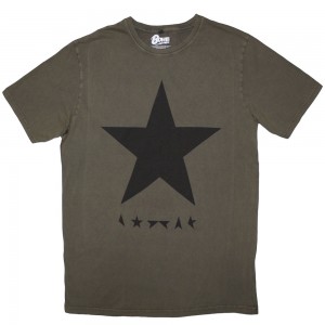 David Bowie Unisex Stone Wash T-Shirt: Blackstar (Green) (Medium)