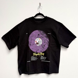 Prince Unisex Oversized Boxy T-Shirt: Purple Rain Disc (Black) (Medium)