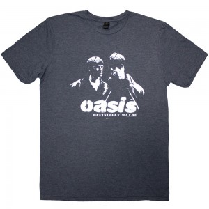 Oasis Unisex T-Shirt: Definitely Maybe Photo Stencil (Navy Blue) (XX-Large)