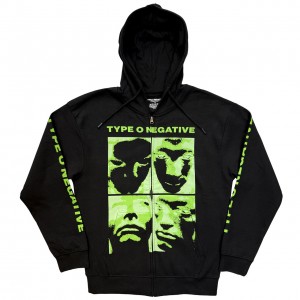 Type O Negative Unisex Zipped Hoodie: Faces (Black) (L)