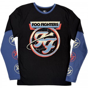 Foo Fighters Unisex Layered Long Sleeve T-Shirt: Comet (Black & Denim Blue) (Sleeve Print) (Large)