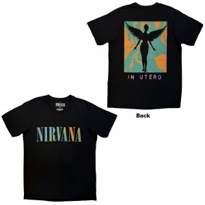 Nirvana Unisex Carbon T-Shirt: In Utero Angel Swirl (Black) (Back Print) (Large)