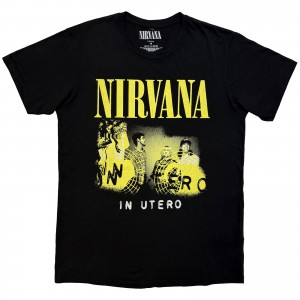 Nirvana Unisex Carbon T-Shirt: In Utero Band Photo (Black) (XX-Large)