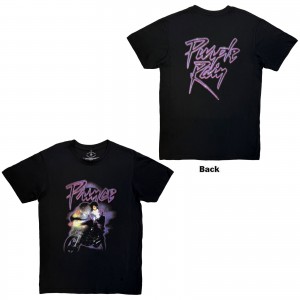 Prince Unisex Carbon T-Shirt: Purple Rain Logo Outline (Black) (Back Print) (XX-Large)