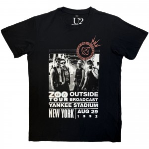 U2 Unisex Carbon T-Shirt: Zoo TV Tour NY Poster 08.29.92 (Black) (XX-Large)