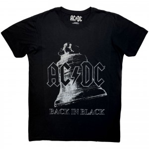 AC/DC Unisex Carbon T-Shirt: Back In Black Bell (Black) (X-Large)