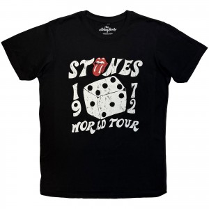 The Rolling Stones Unisex Carbon T-Shirt: Dice Tour ´72 (Black) (Small)