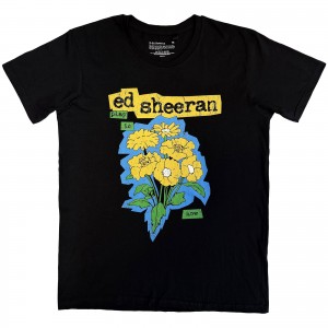 Ed Sheeran Unisex T-Shirt: Play Flowers (Black) (Medium)