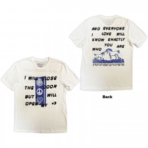 Ed Sheeran Unisex T-Shirt: Close The Door (White) (Back Print) (XX-Large)