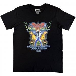 Santana Unisex T-Shirt: Collective Consciousness Tour ´11 (Black) (Small)