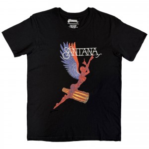 Santana Unisex T-Shirt: Abraxas Angel (Black) (Large)