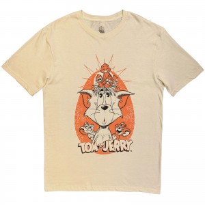 Tom & Jerry Unisex T-Shirt: Tom Bird Nest (Natural) (Small)