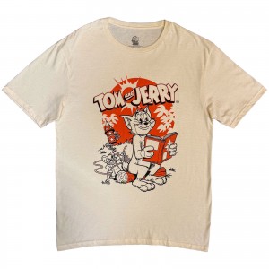 Tom & Jerry Unisex T-Shirt: Rocket (Natural) (Large)