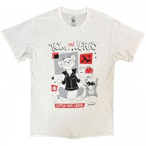 Tom & Jerry Unisex T-Shirt: Little & Large Squares (White) (Medium)