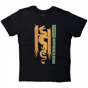 House of the Dragon Unisex T-Shirt: Japanese Dragon (Black) (Large)