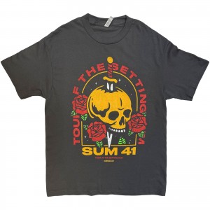 Sum 41 Unisex T-Shirt: Tour ´24 Pt.2 Skull & Roses (Charcoal Grey) (X-Large) (Ex-Tour)