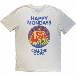 Happy Mondays Unisex T-Shirt: Call The Cops (Natural) (Small)