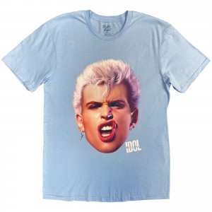 Billy Idol Unisex T-Shirt: Lip Curl (Blue)