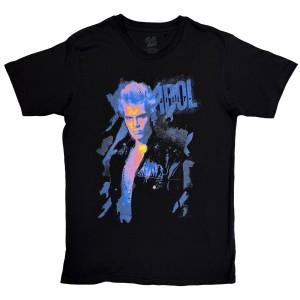 Billy Idol Unisex T-Shirt: Blue Profile (Black)