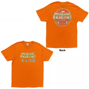 Imagine Dragons Unisex T-Shirt: Take Me To The Beach (Orange) (Back Print) (Large)