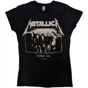 Metallica Ladies T-Shirt: Masters of Puppets Photo Damage Inc Tour (Black) (Medium)