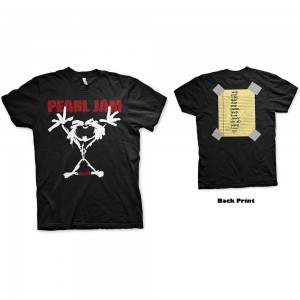 Pearl Jam Unisex T-Shirt: Stickman (Black) (Back Print) (X-Large)