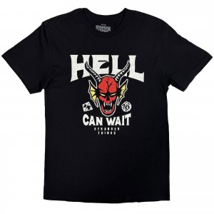 Stranger Things Unisex T-Shirt: Hell Can Wait (Black) (Medium)