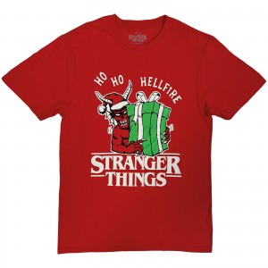 Stranger Things Unisex T-Shirt: Ho Ho Hellfire (Red) (Large)