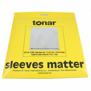 Tonar 7-inch Heavy Duty Outer Sleeves For 45 RPM Records (50-pack, 125μm)