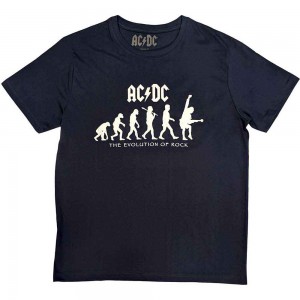 AC/DC Unisex T-Shirt: Evolution of Rock (Navy Blue) (Large)